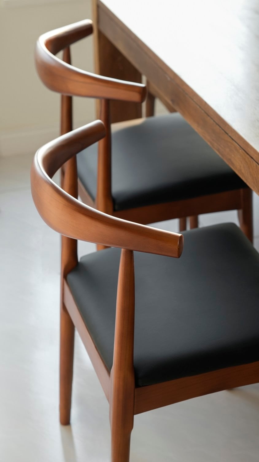 Azure Dining Chair - Armless - Vegan Leather upholstery, dark walnut wood frame