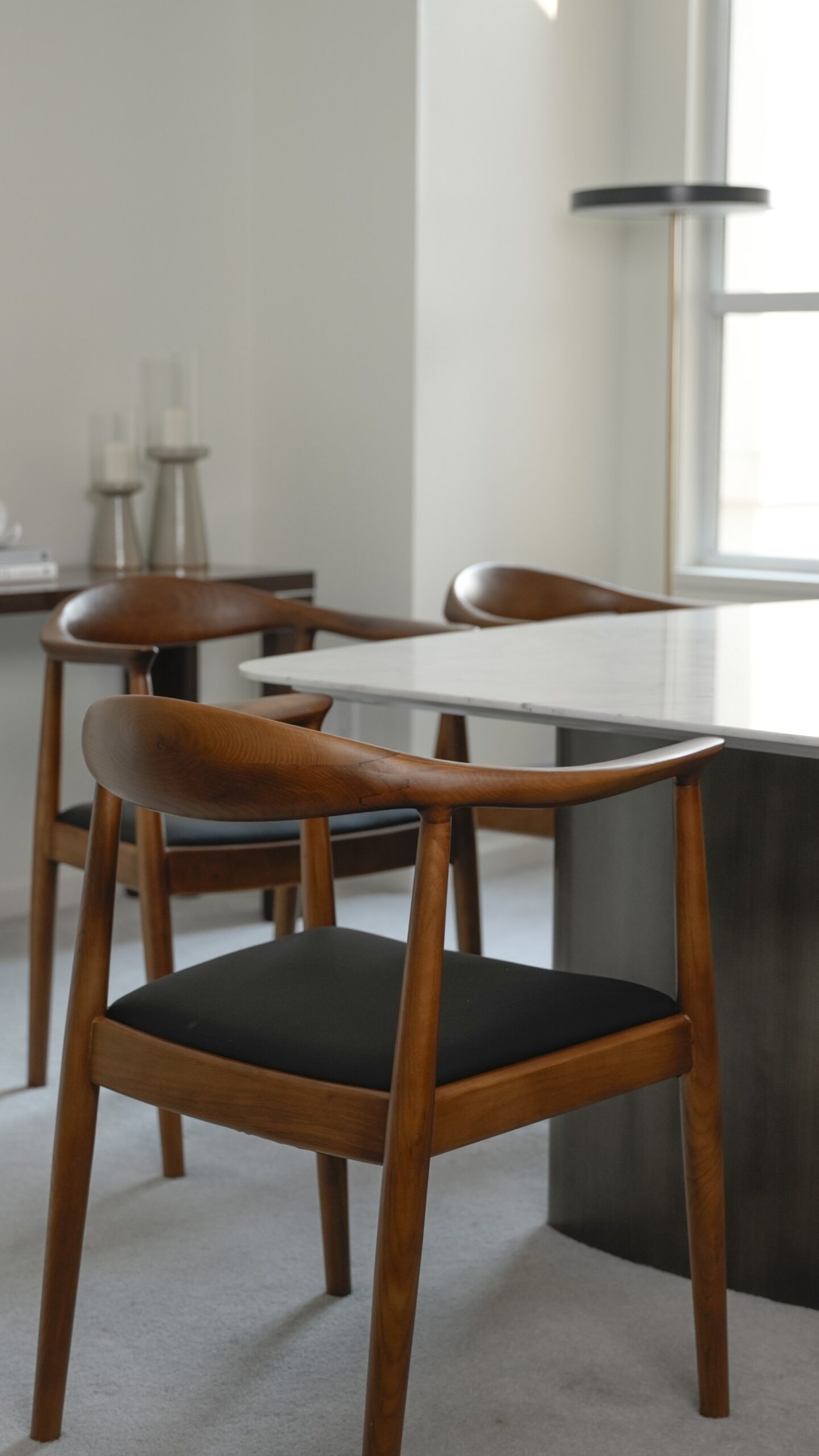 Azure Dining Chair - Vegan Leather upholstery, dark walnut wood frame