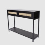 Black Rattan Console Table 2 Drawers