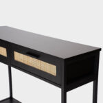 Black Rattan Console Table 2 Drawers