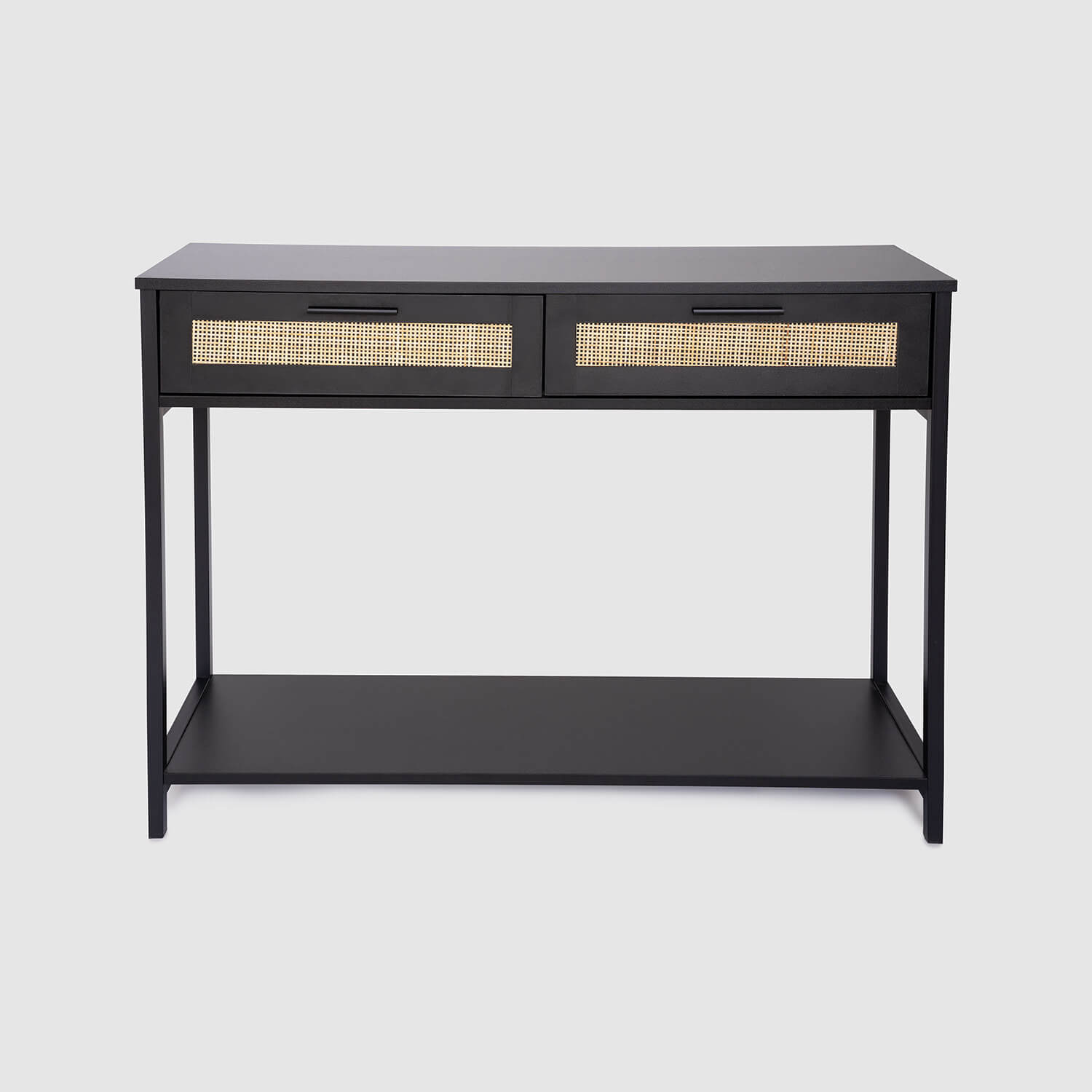 Black Rattan Console Table 2 Drawers